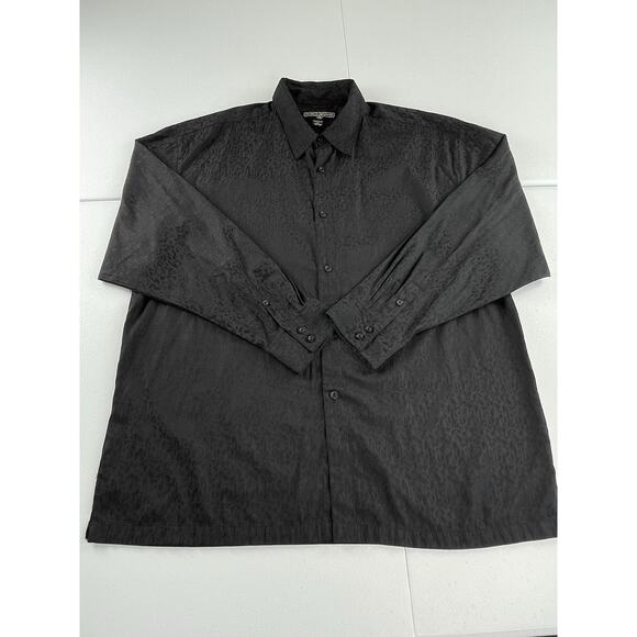 Stacy Adams Long Sleeve Shirt Mens 3XL Black Disco Dress Button Up Night Club - Picture 1 of 9